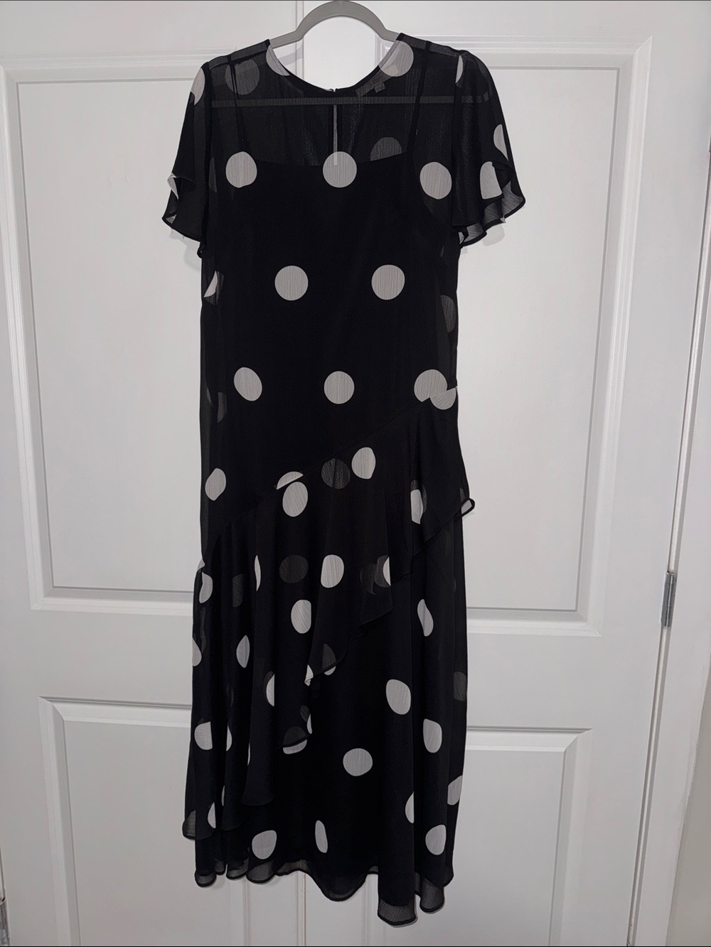 LOFT Dotted Flounce Maxi Dress